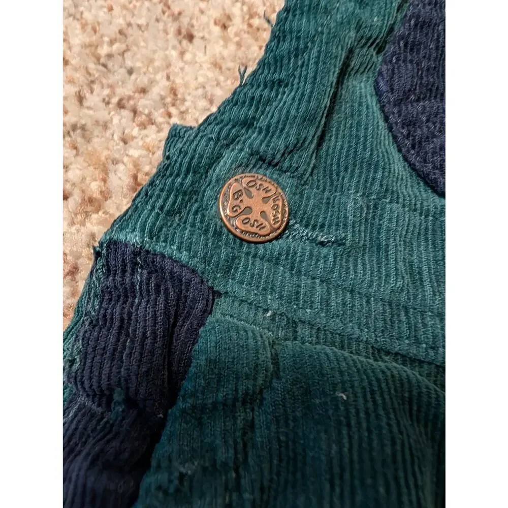 OshKosh B’gosh Baby Corduroy Overalls Size 12 Months Green Navy Bib Overalls